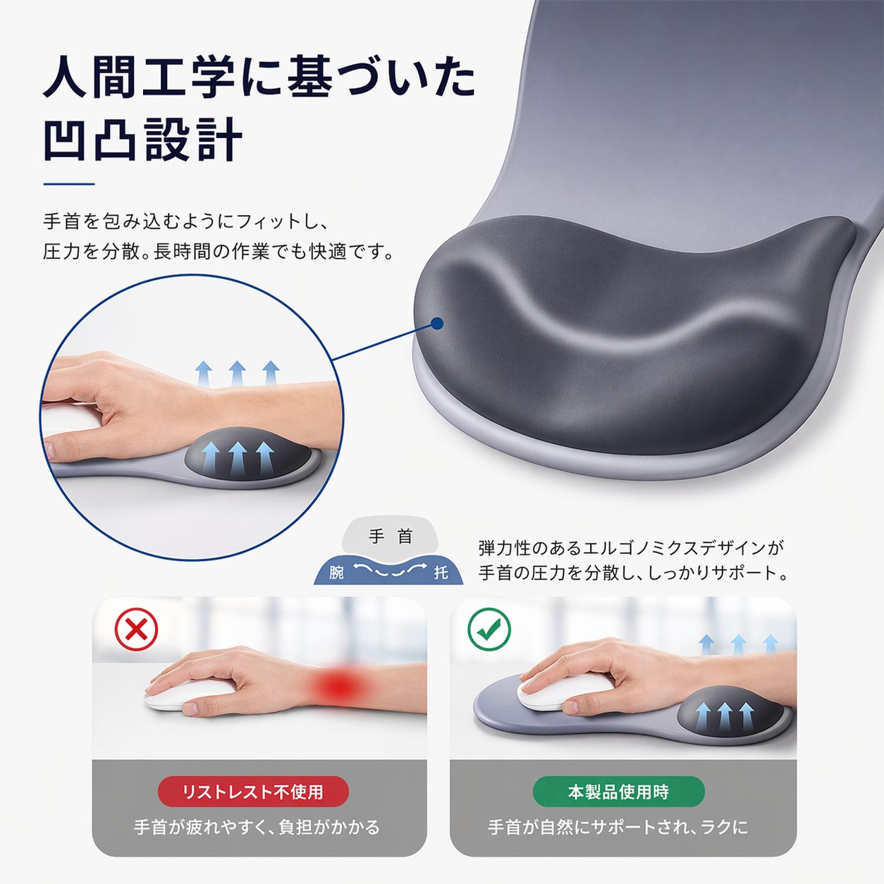 シリコーン マウスパッド リストレスト一体型