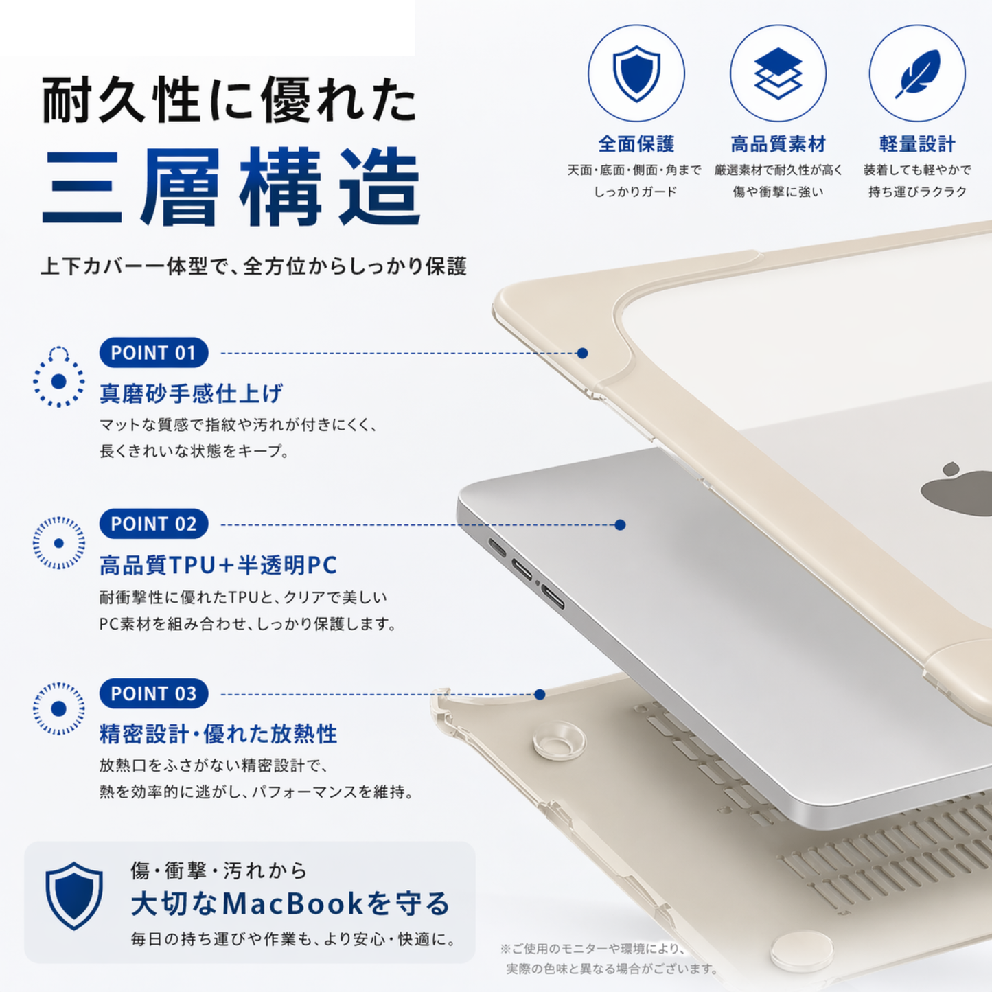 MacBook Air 13 耐衝撃ケース PC+TPU スタンド付き
